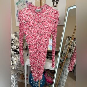 Almost Famous Pink and Black Floral Mesh Top